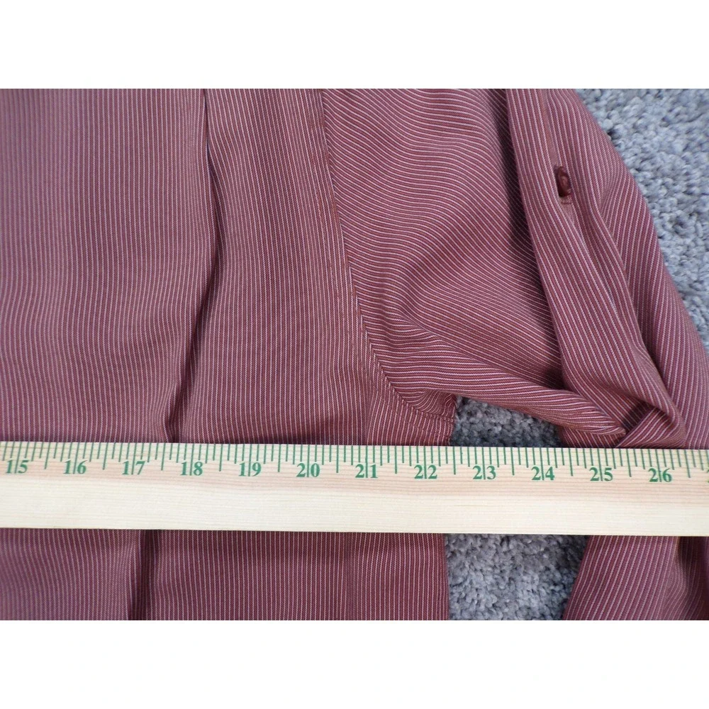 The North Face Men's Button Down Large Red Striped Shirt W/ Zip Pocket